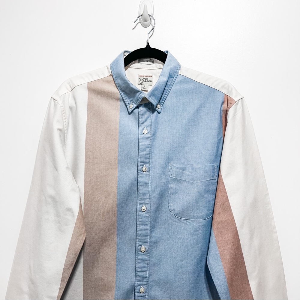 J. Crew Mens Slim Americana Pima Cotton Button-Down Oxford Shirt Size L Multi - Picture 3 of 9